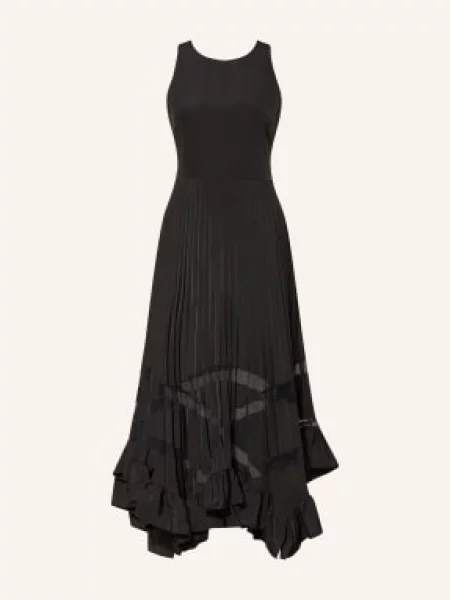 Claudie Pierlot Sukienka Z Plisami I Falbanami schwarz czarna