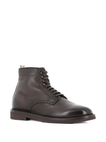 Botine Officine Creative cu șireturi din piele maro
