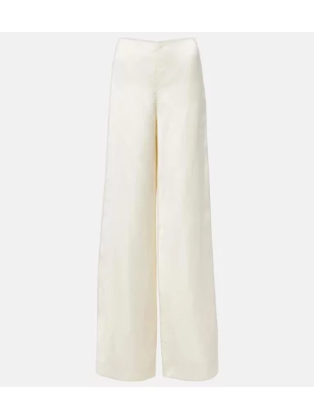 Pantaloni Ralph Lauren Collection din satin alb