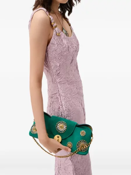Clutch Versace με κέντημα σουέτ πράσινο