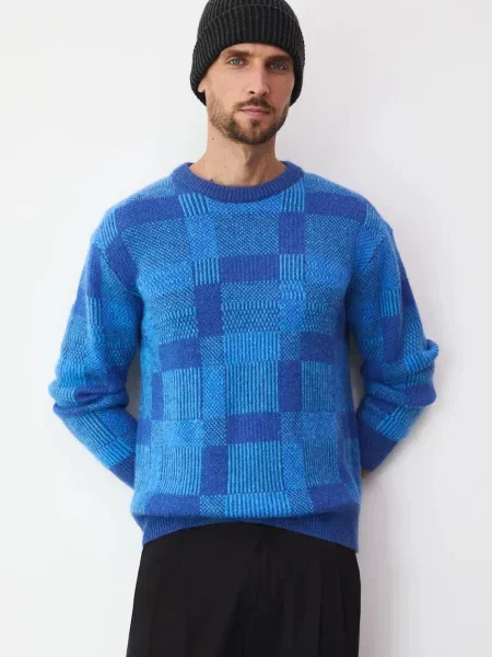 Pulover s dodatkom vune Medicine za muškarce tople plava
