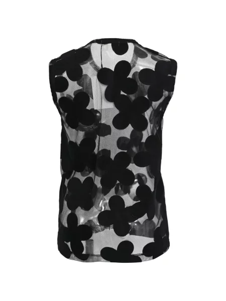Мрежеста блуза Comme Des Garçons на цветя с апликация черно