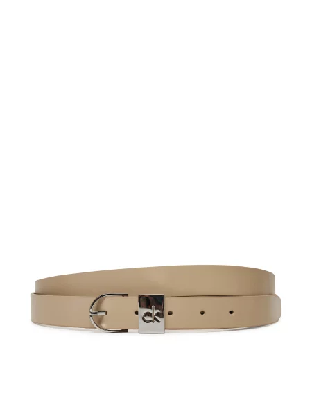 Pásek Calvin Klein Ck Loop Rnd Buckle béžová