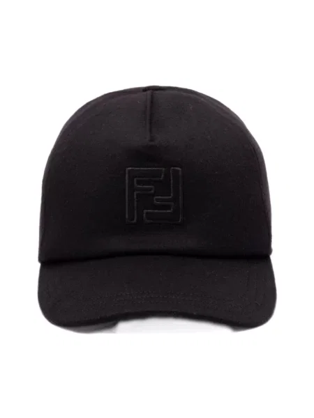 Czapka z daszkiem Fendi z kaszmiru czarna
