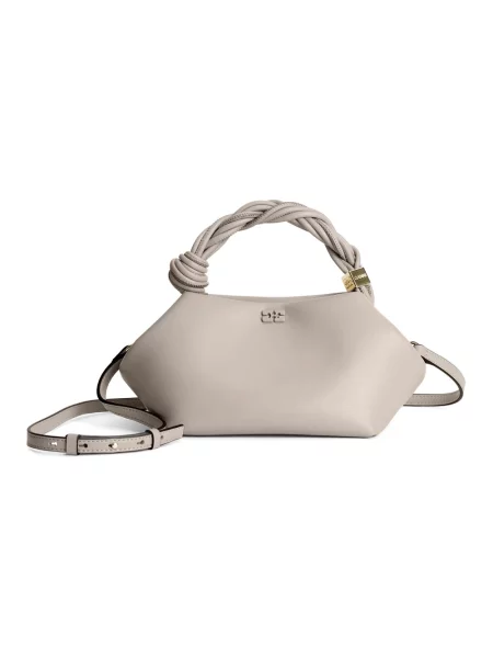Torebka crossbody Ganni z klapami beżowa