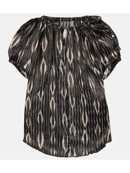 Top Isabel Marant de mătase cu imagine negru