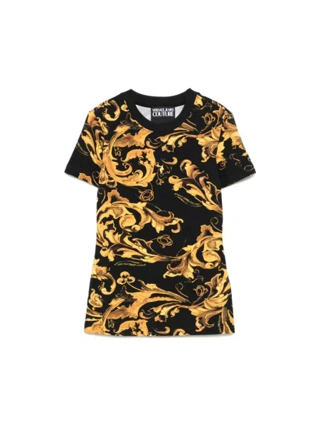 Krótka koszulka Versace Jeans Couture z nadrukiem czarna