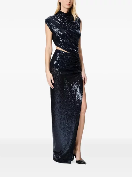Rochie maxi Amazuìn cu paiete asimetrică albastru