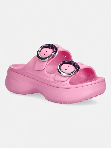 Crocs klapki na platformie Saturday Platform Dipped Buckle Sandal różowe