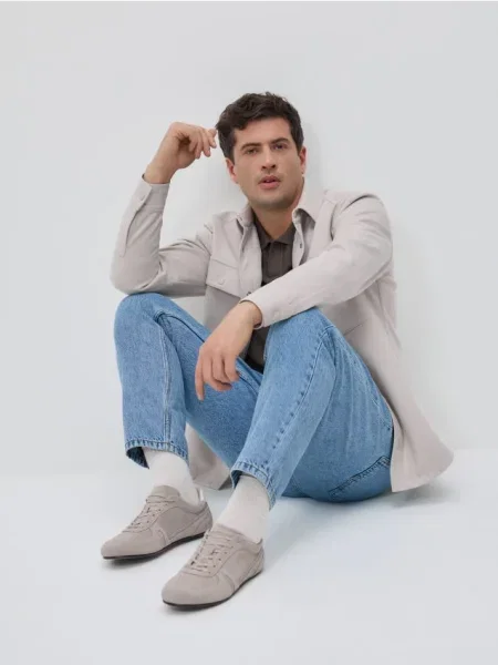 Замшевые кеды Reserved бежевые