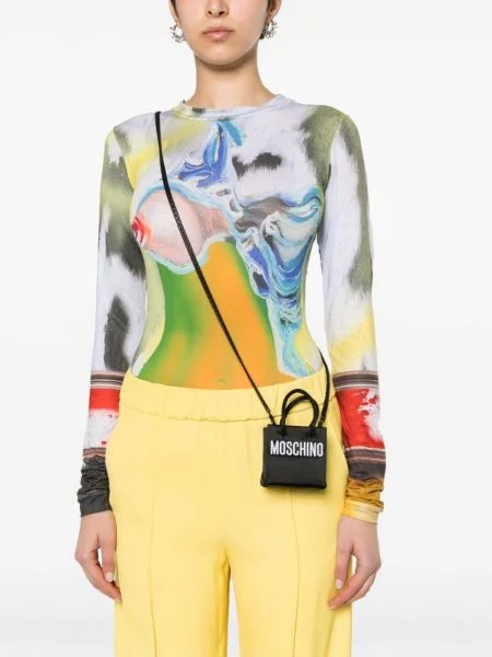 Siuvinėta mini rankinė Moschino juoda