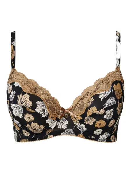 Sutien Twinset cu model floral cu imagine negru