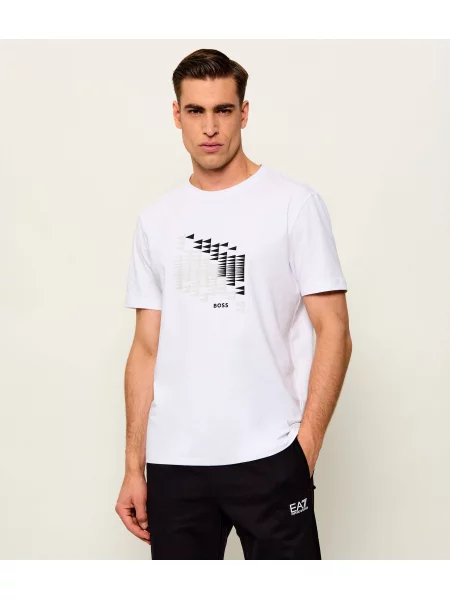 BOSS GREEN Tricou TS_Network Flag alb