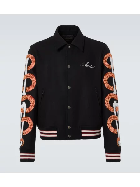 Вълнено яке Amiri със змийски принт черно