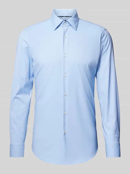 Koszula biznesowa o kroju slim fit z kołnierzykiem typu kent model ‘Hank’ niebieska