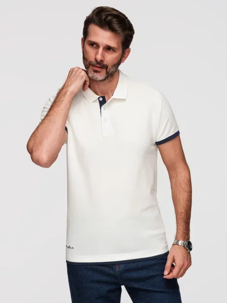 Tricou polo Ombre alb