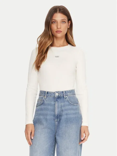 Блуза с дълги ръкави Guess Jeans бежово