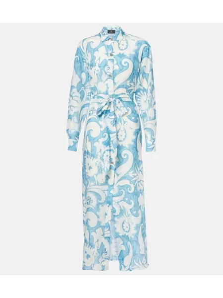 Rochie tip cămașă Etro de mătase cu model paisley de costum