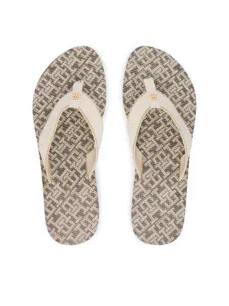 Žabky Tommy Hilfiger Monogram Mid Wedge Sandal Krémová