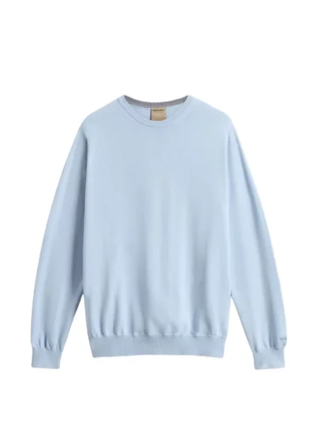 Pulover Woolrich cu broderie cu decolteu rotund albastru