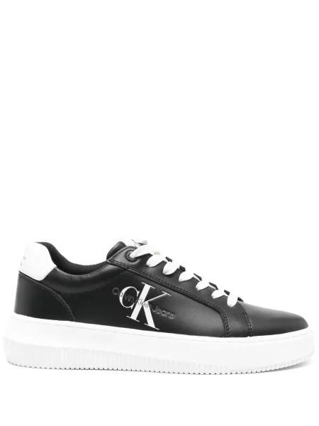 Sneakerși Calvin Klein Jeans din piele cu imagine negru