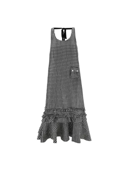 Długa sukienka maxi Ganni w kratkę garniturowa