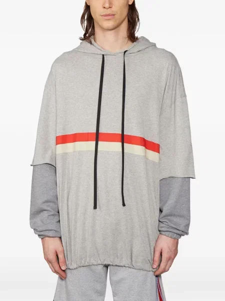 Суичър с качулка Ben Taverniti на райета с качулка сиво