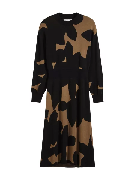 Bonprix Rochie tricotat maro cămilă negru