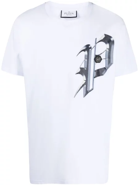 Tricou Philipp Plein cu imagine alb