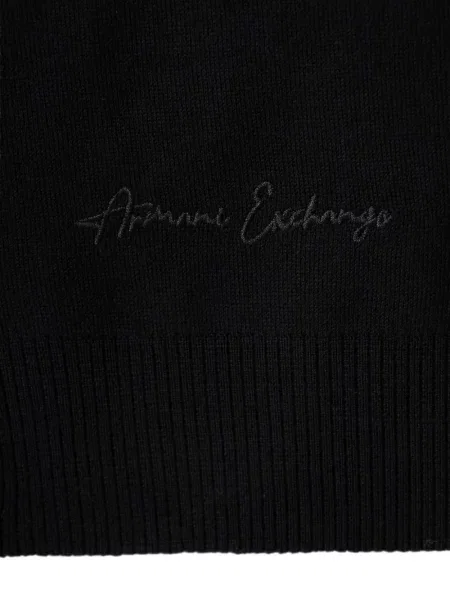 Плетен шал Armani Exchange бродиран черно