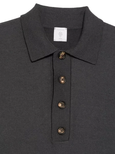 Lung tricou polo Eleventy gri