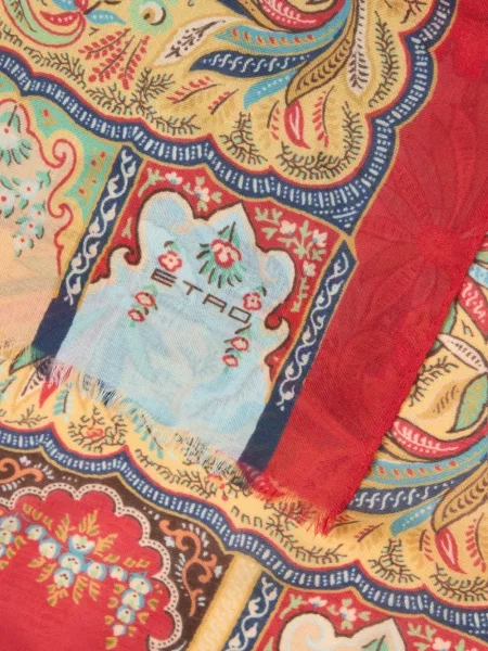 Fular Etro cu imagine cu model paisley albastru
