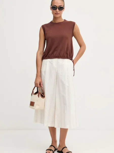 United Colors of Benetton top z lanom rjava