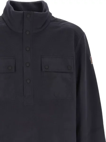 Pulover Moncler Grenoble din fleece cu autograf albastru