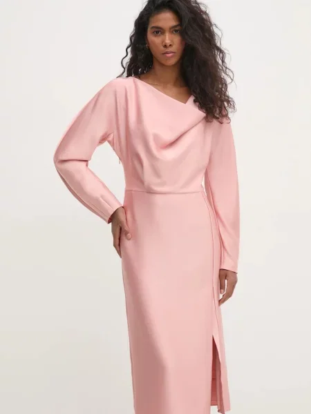 Stine Goya rochie midi drept roz