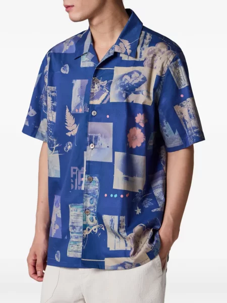 Cămașă Ps Paul Smith cu imagine albastru