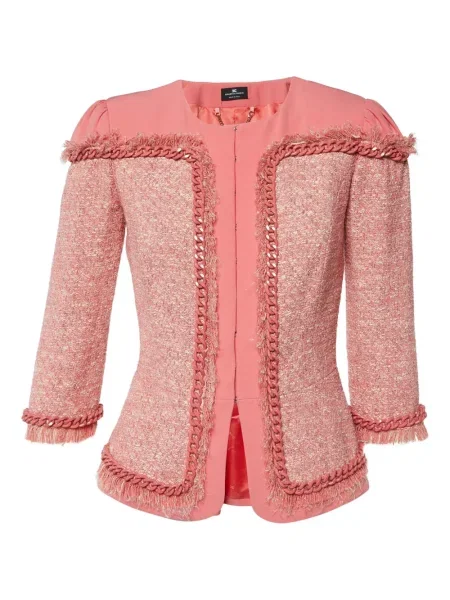 Geacă Elisabetta Franchi din tweed roz
