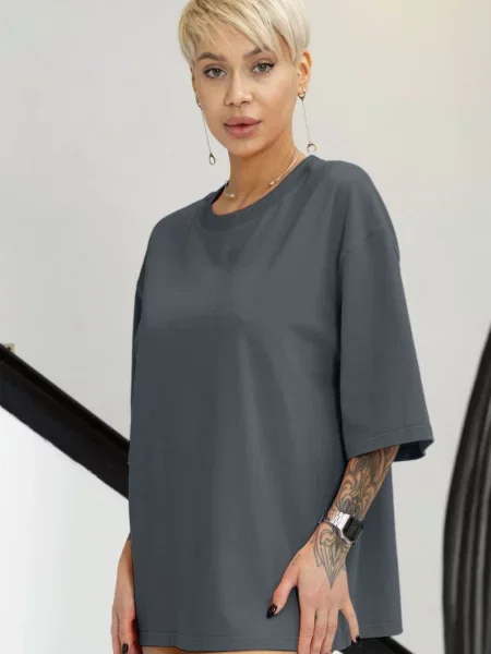 Женская однотонная футболка сіра