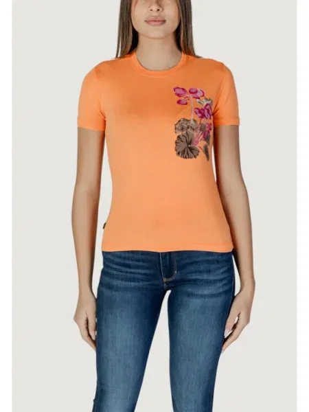 Тениска Desigual BOTANICAL LA оранжево