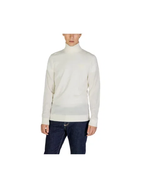 Sweter z golfem Calvin Klein Jeans wełniany niebieski