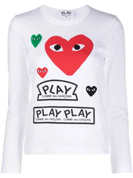 Tricou Comme Des Garcons Play lung alb