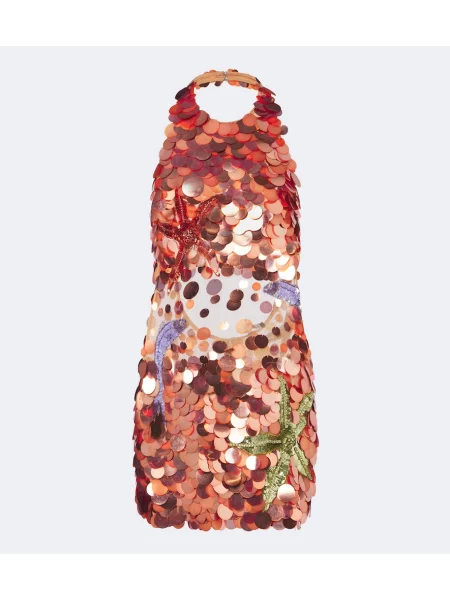 Rochie Retrofete cu gât halter portocaliu