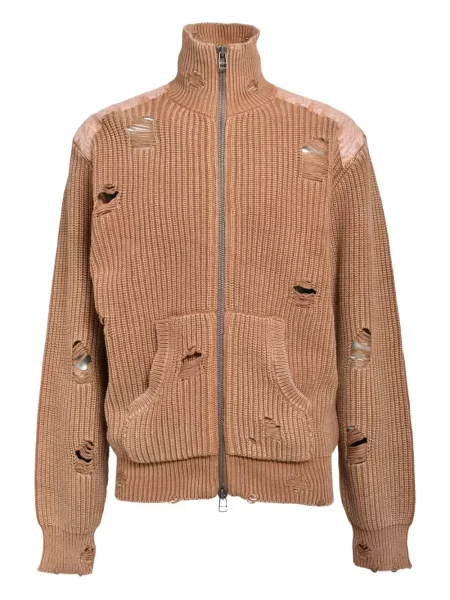 Kardigan Breath z przetarciami brązowy