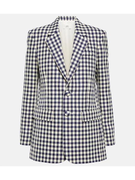 Sacou Ami Paris de lână în carouri albastru