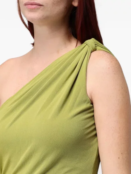 Rochie mini Eleh drapată cu un umăr gol verde