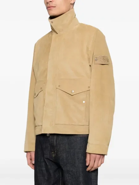 Geacă Stone Island din piele de căprioară cu strasuri