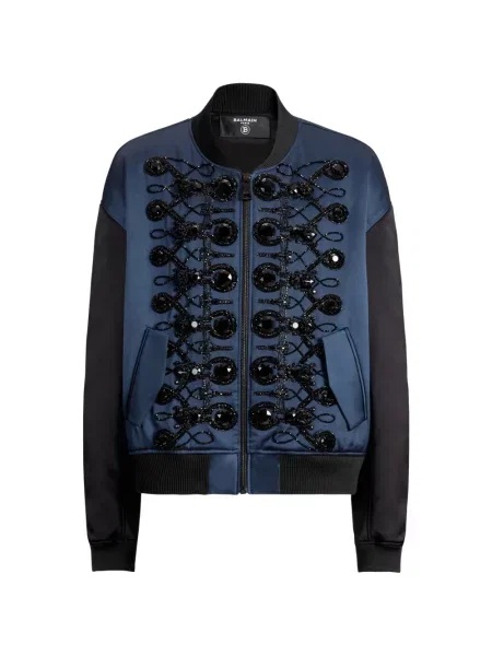 Geacă bomber Balmain din satin albastru