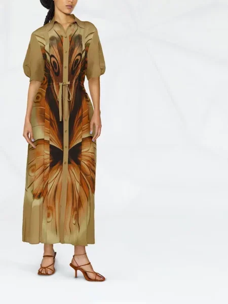 Rochie tip cămașă Alberta Ferretti cu imagine cu imprimeu abstract