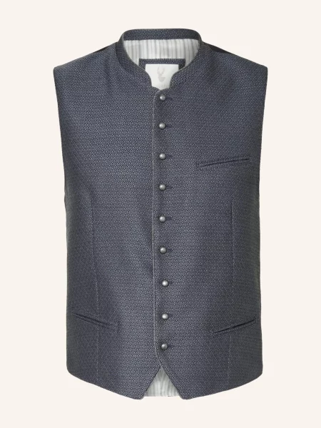 Johann & Johanna Krojová Vesta Slim Fit modrá šedá černá