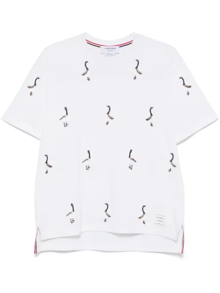 Тениска Thom Browne бродирана бяло